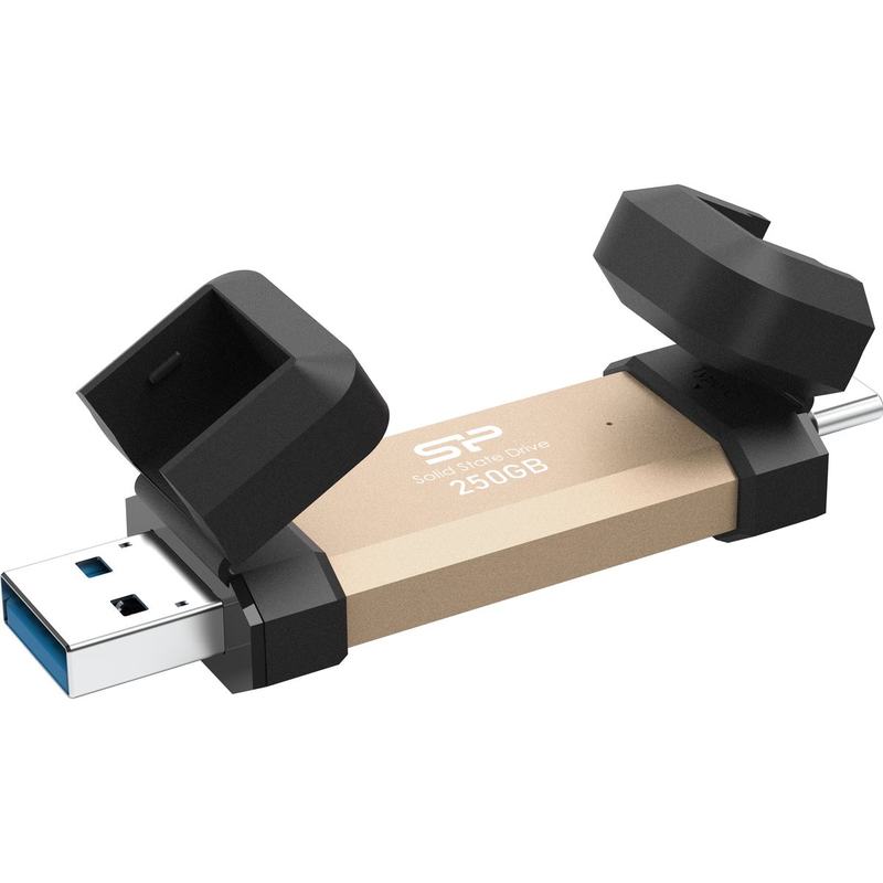 Silicon Power DS72 SSD Stick 250GB USB 3.2 Gen 2 Type-A & Type-C (Gold)