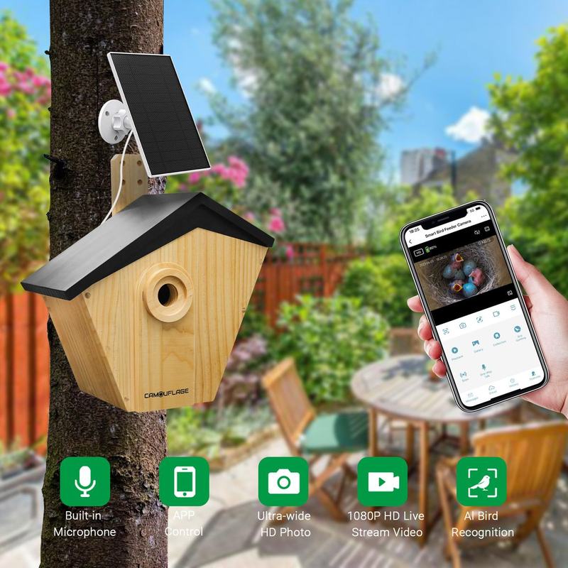 Camouflage EZ Birdbox Bird Nest w/ Built-In AI Camera