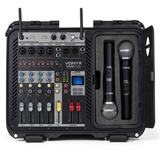 vonyx VMA106 Mixer in flightcase - met 2 UHF draadloze microfoons - alles-in-één systeem