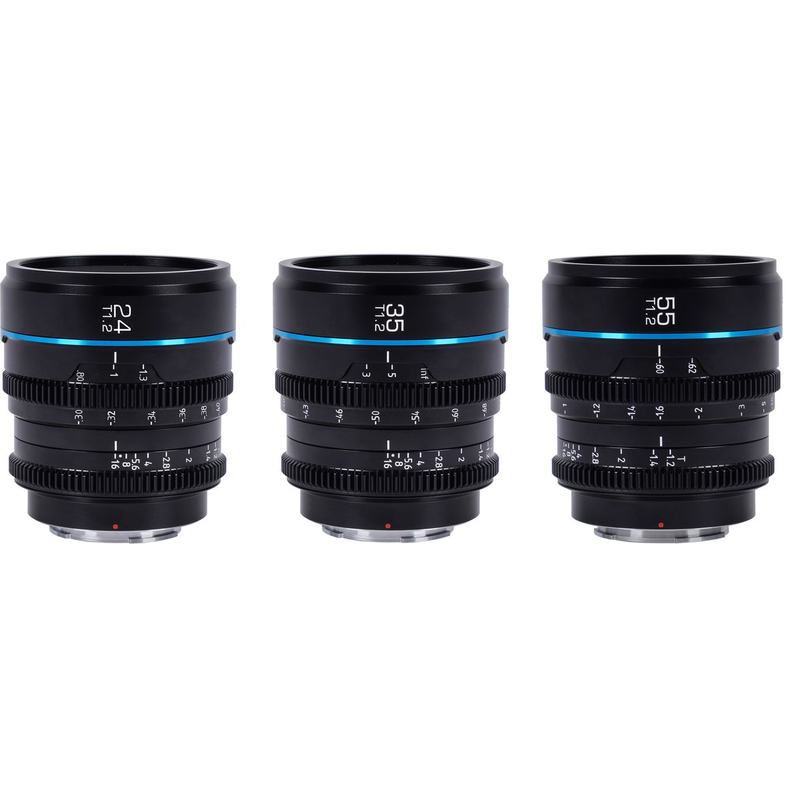 Sirui Nightwalker 24 35+55mm T1.2 S35 MF Cine Lens Bundle X-Mount Black