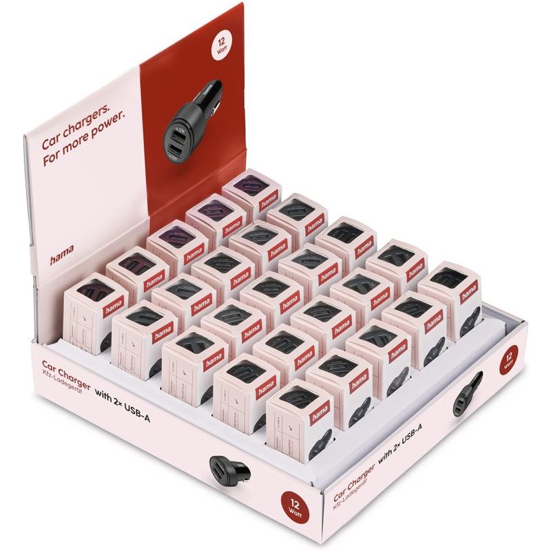Hama Auto-Charger 2X USB-A 12 W 25 PCs In Display