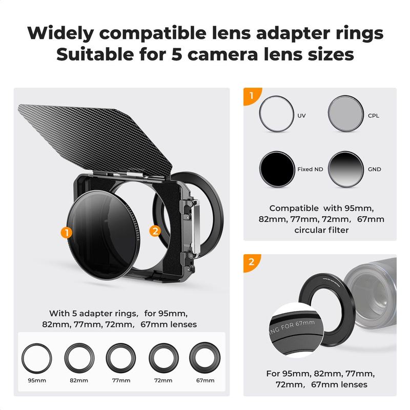 K&F Concept Matte Box Filter Kit w/ 2 Frames