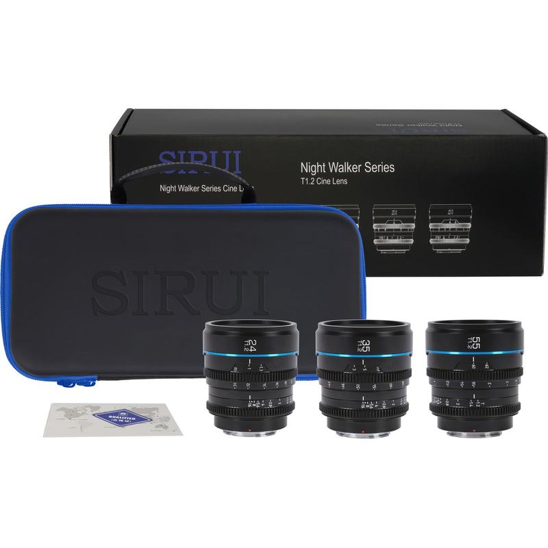 Sirui Nightwalker 24 35+55mm T1.2 S35 MF Cine Lens Bundle X-Mount Black