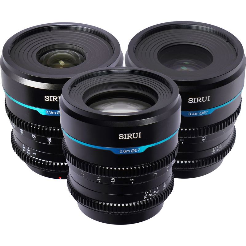 Sirui Nightwalker 24 35+55mm T1.2 S35 MF Cine Lens Bundle X-Mount Black
