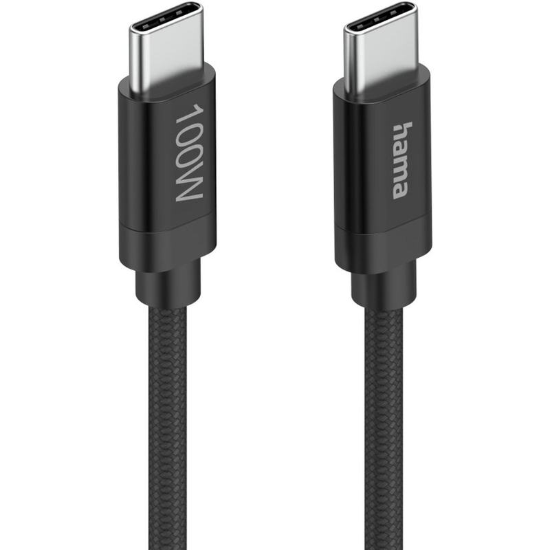 Hama Charging Cable Fabric USB-C - USB-C 100W 1.5 M Nylon Black