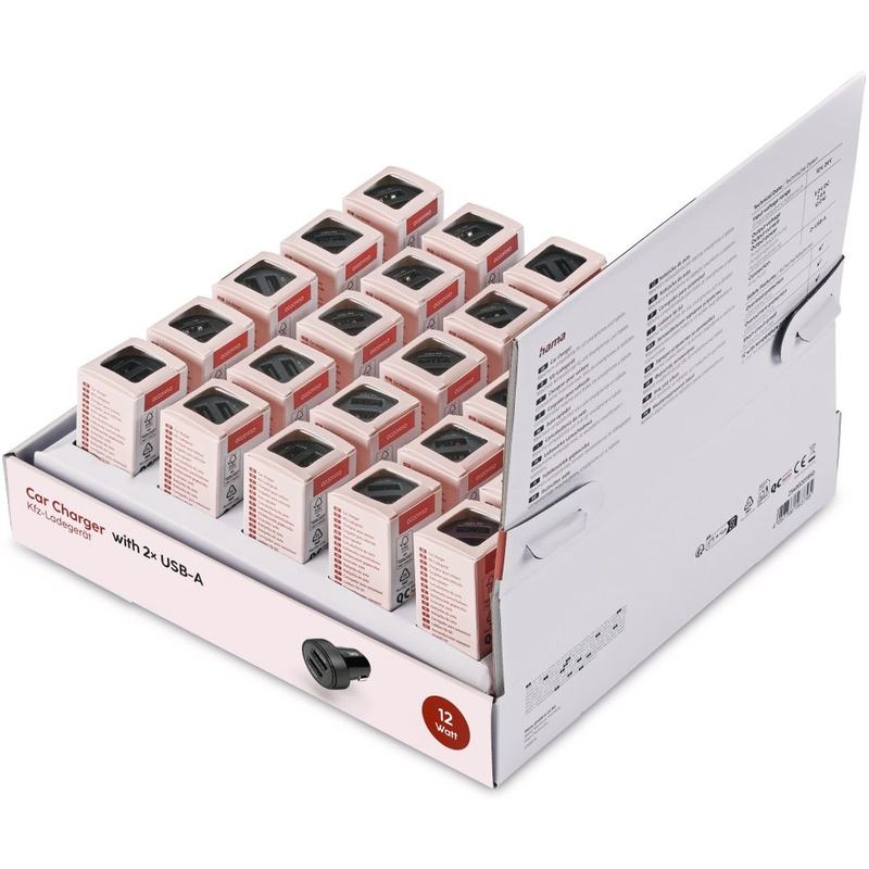Hama Auto-Charger 2X USB-A 12 W 25 PCs In Display