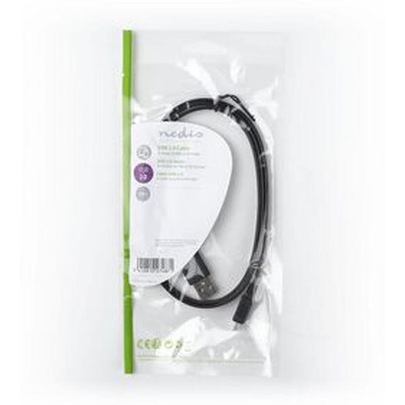 Nedis Flat USB 2.0-CABLE A M-Micro-B M 1.0m BK