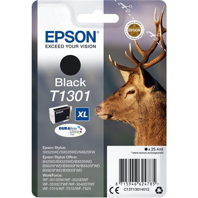 Epson T1301 Ink Cartridge Black Extra High Capacity 25.4ml 1