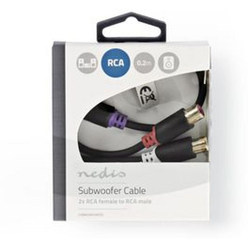 Nedis Subwoofer Cable RCA M - 2X RCA F 0.2m GY