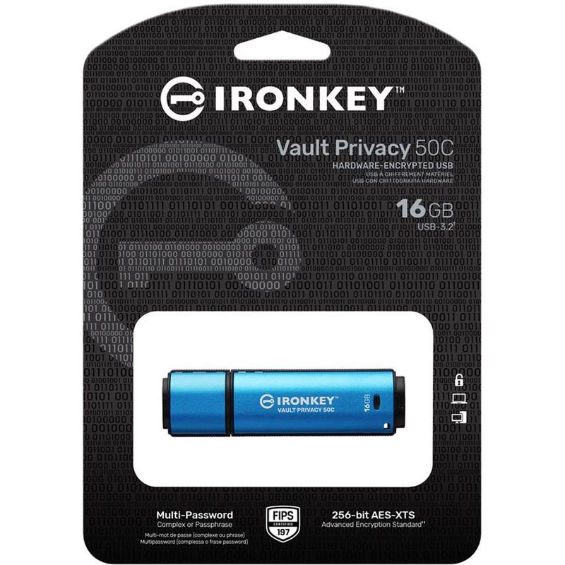 Kingston 16GB USB-C IronKey Vault P 50C AES-256