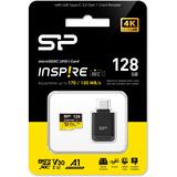 Silicon Power MicroSDXC Card Inspire Class 10 A1 V30 128GB w/ Type-C Reader