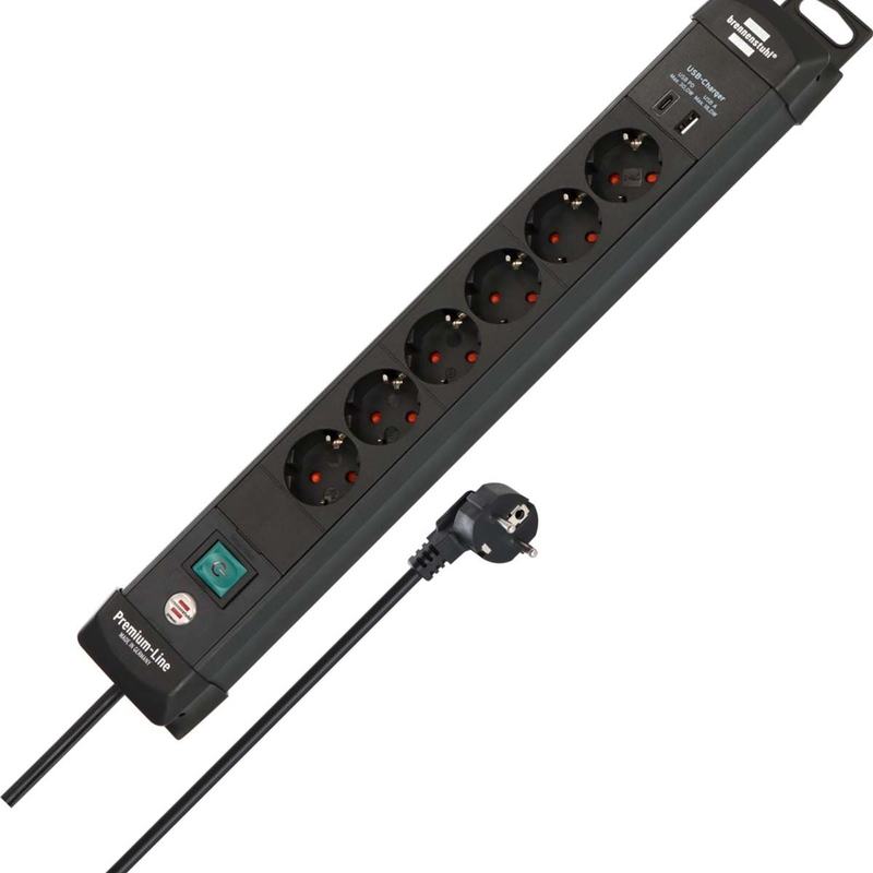 Brennenstuhl Premium Office Line Plus Extension Cable w/ USB C PD 1.8 M