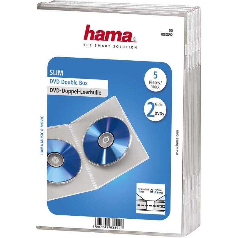 Hama DVD Box Slim Double Transparant 5-pack