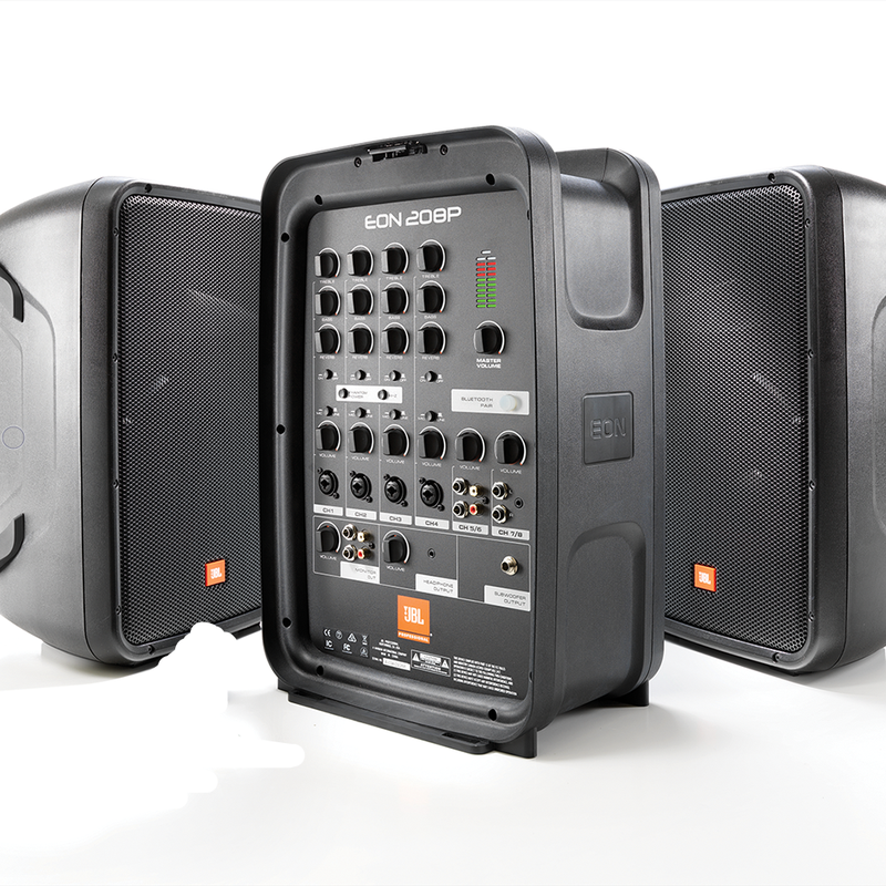 JBL EON 208P Portable PA system: 2x speakers 1x power mixer