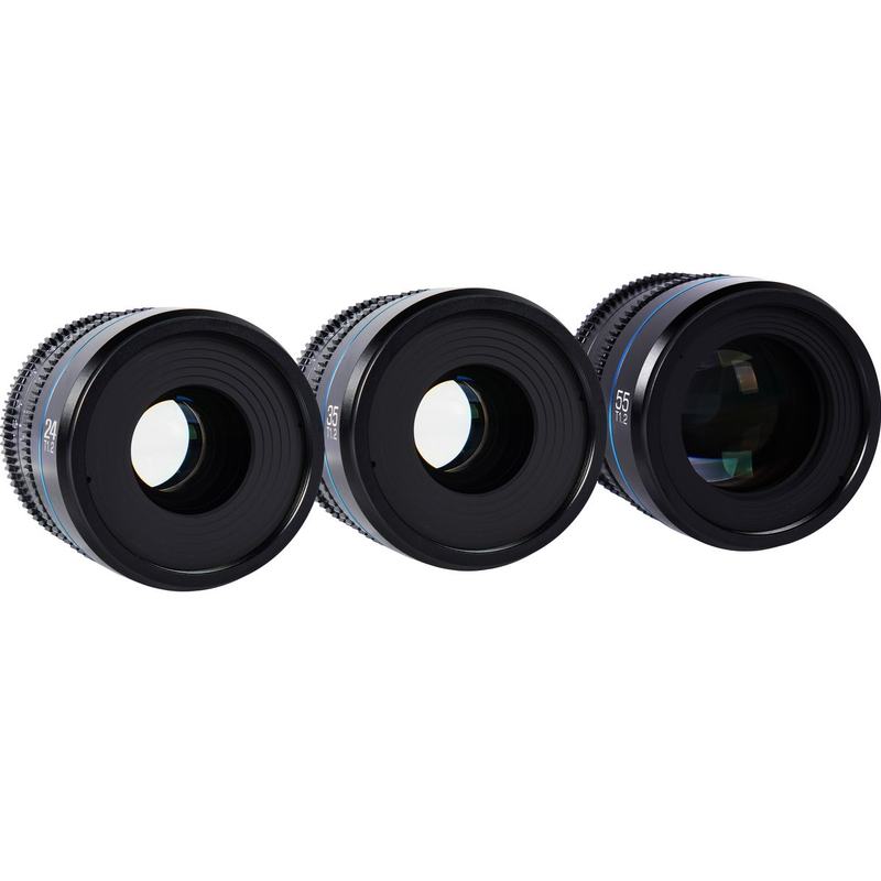 Sirui Nightwalker 24 35+55mm T1.2 S35 MF Cine Lens Bundle X-Mount Black