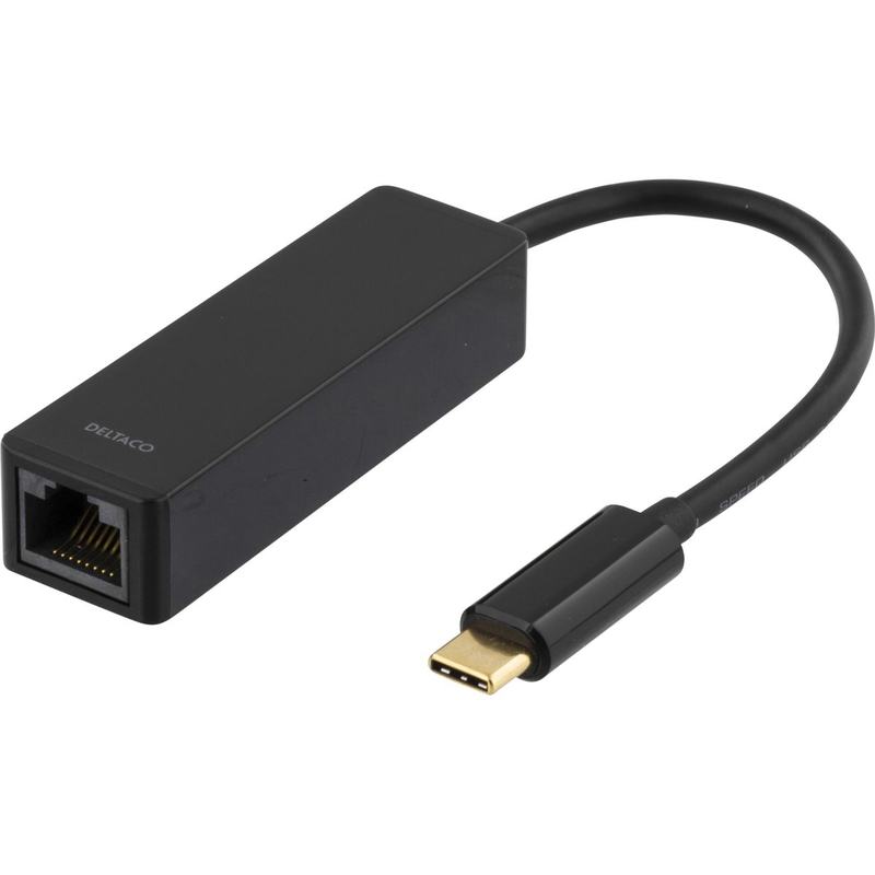 Deltaco USB-C Network Adapter Gigabit 1XRJ45 USB-C USB 3.1 - Black